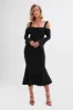SIA Ponte Pleated Cowl Longline Midi Dress In Black sold by Lavish Alice