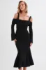 SIA Ponte Pleated Cowl Longline Midi Dress In Black sold by Lavish Alice