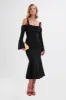 SIA Ponte Pleated Cowl Longline Midi Dress In Black sold by Lavish Alice