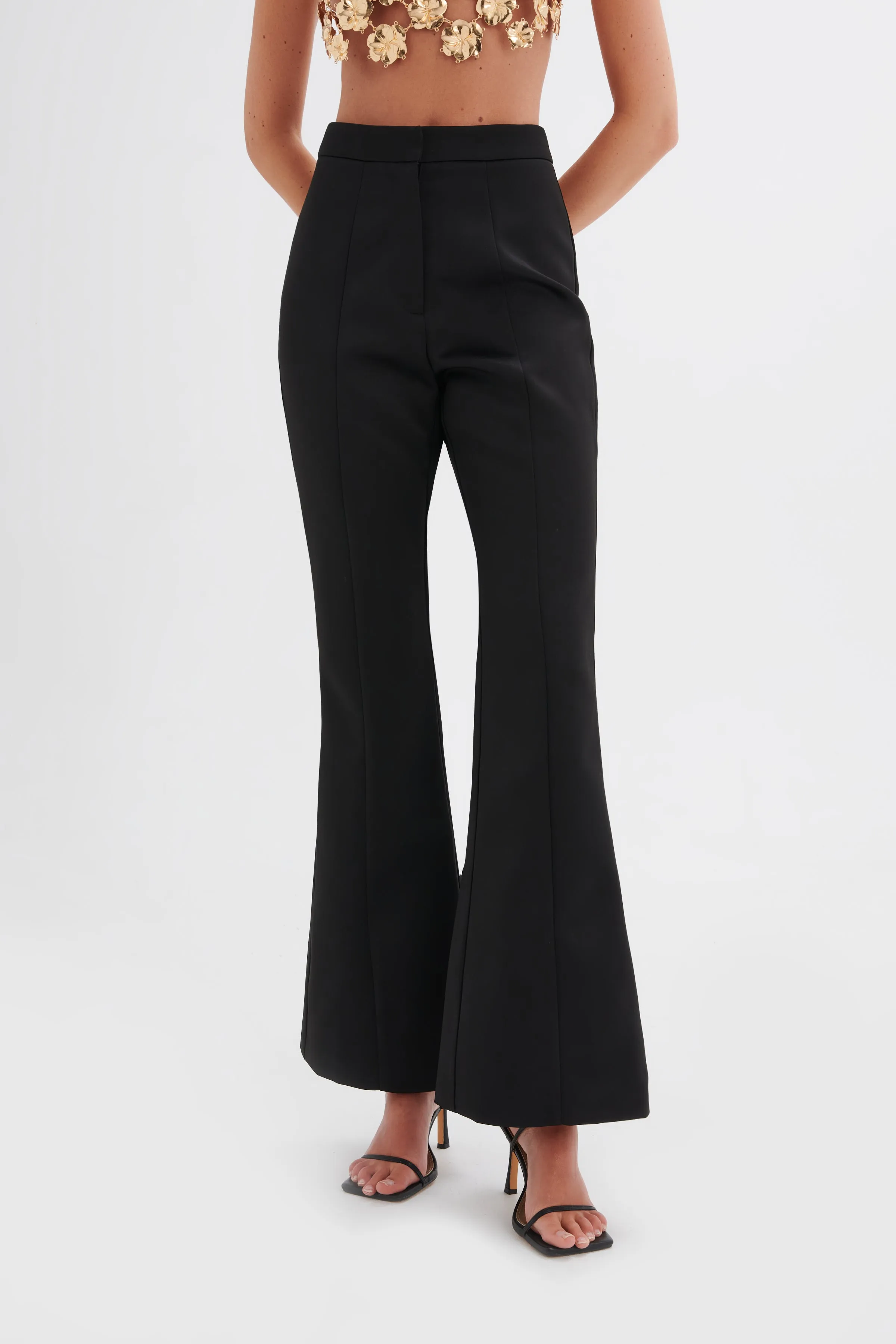 EMELIE Fit and Flare Satin Trouser in Black sold by Lavish Alice product image thumbnail 2