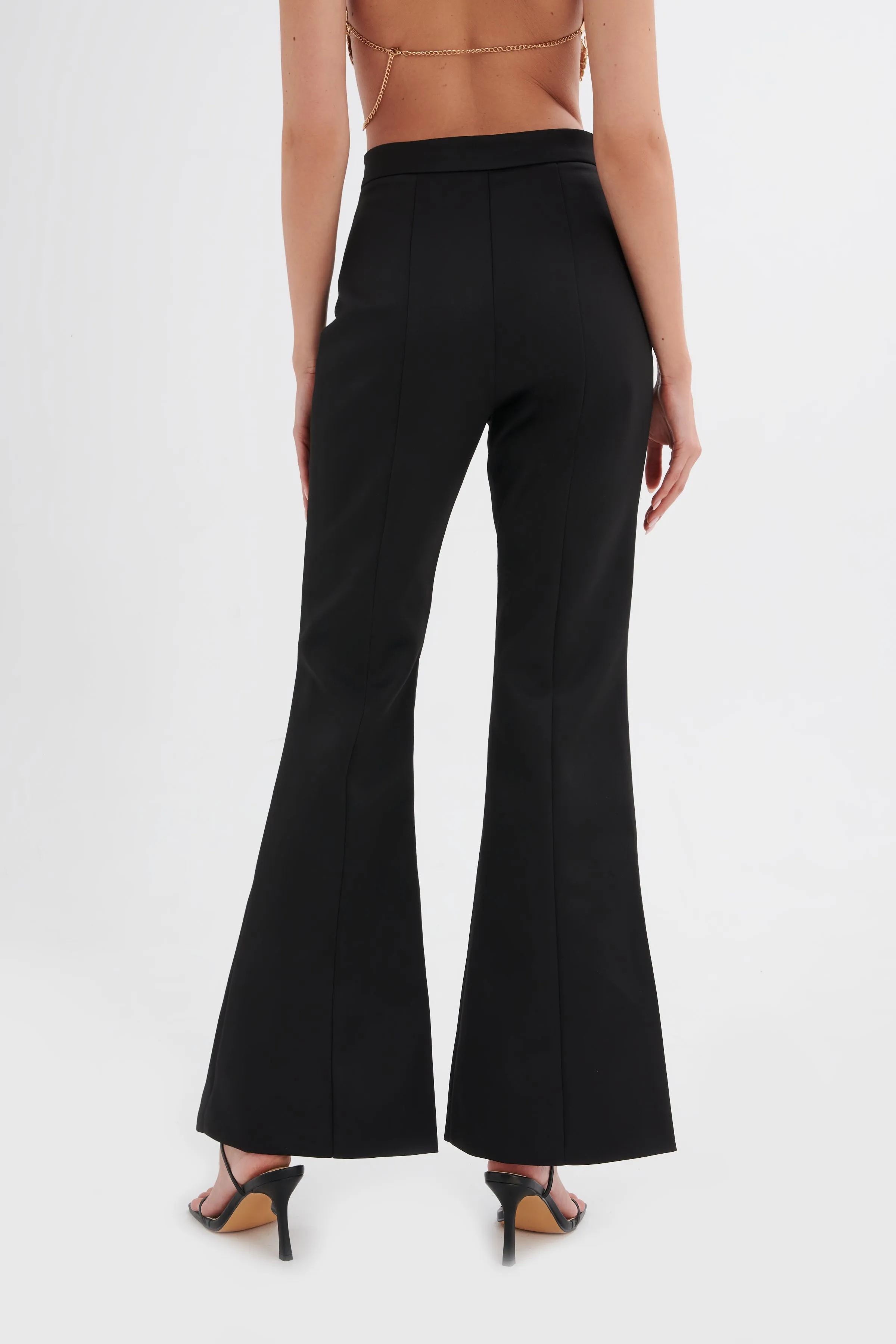 EMELIE Fit and Flare Satin Trouser in Black sold by Lavish Alice product image thumbnail 3