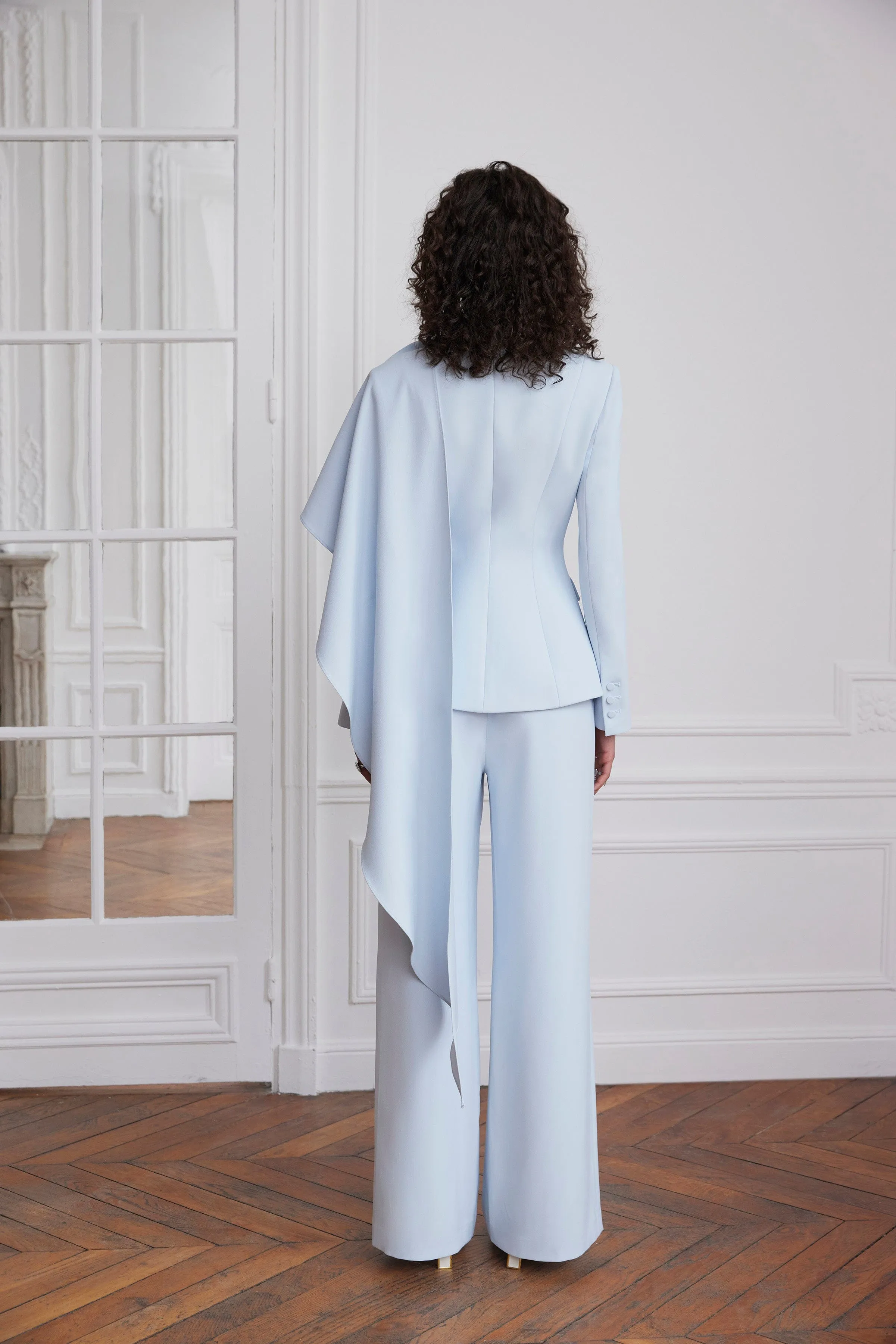 EMBER Cape Scarf Sculptured Blazer In Powder Blue sold by Lavish Alice product image thumbnail 4