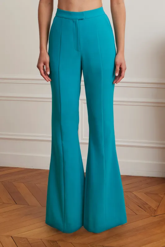 ALEXA Tailored Fit And Flare Trouser In Teal Blue made by Lavish Alice