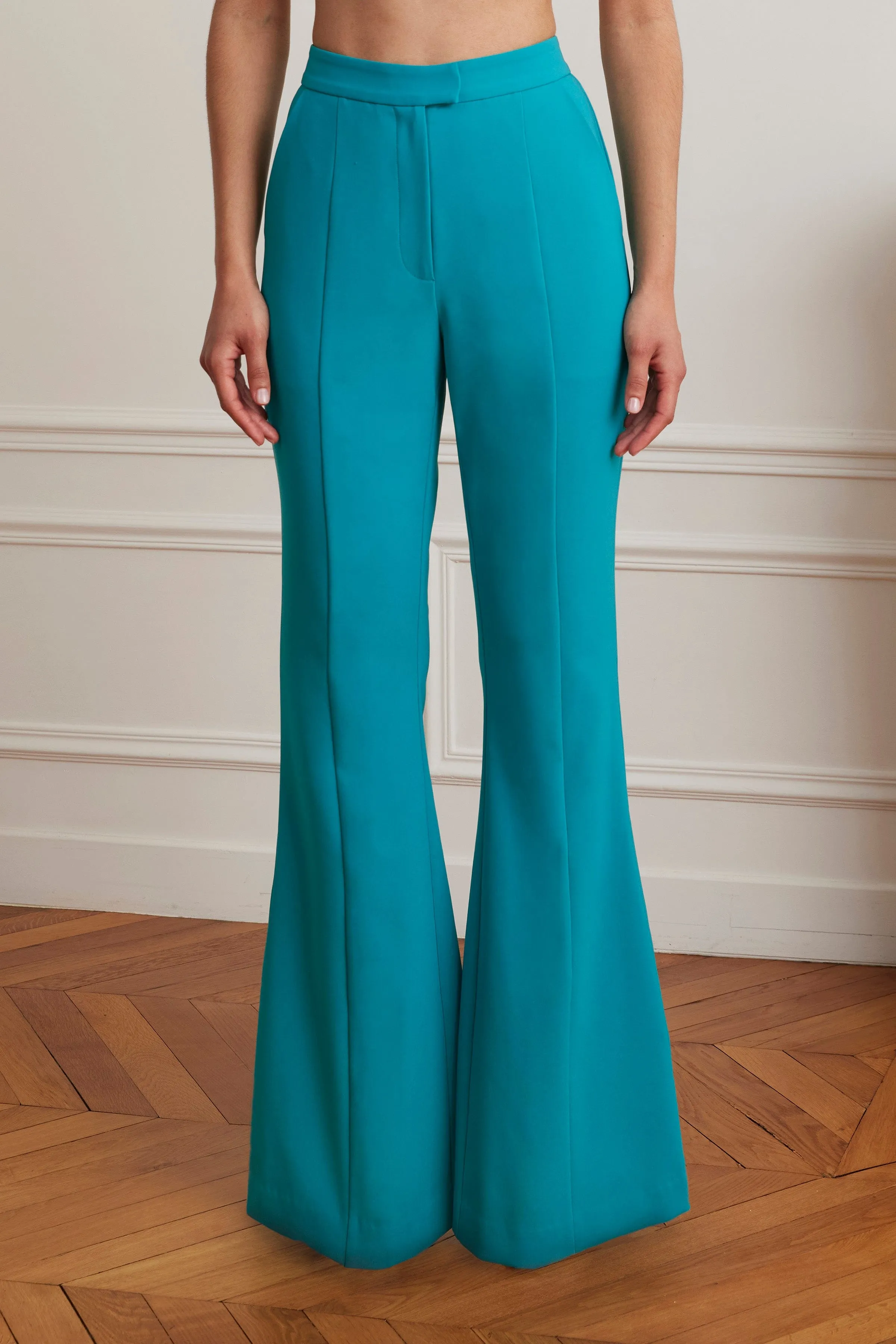 ALEXA Tailored Fit And Flare Trouser In Teal Blue sold by Lavish Alice