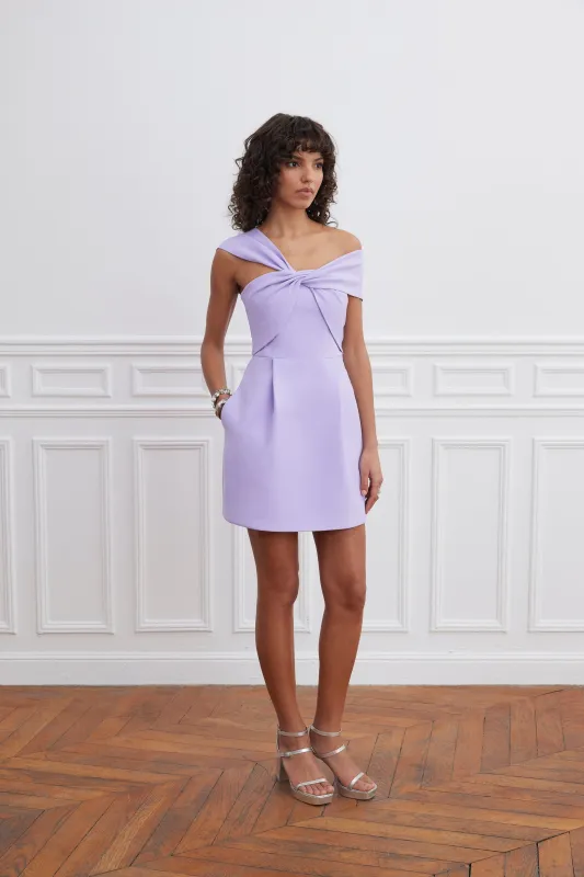 MILA Twisted One Shoulder Mini Dress In Lilac made by Lavish Alice