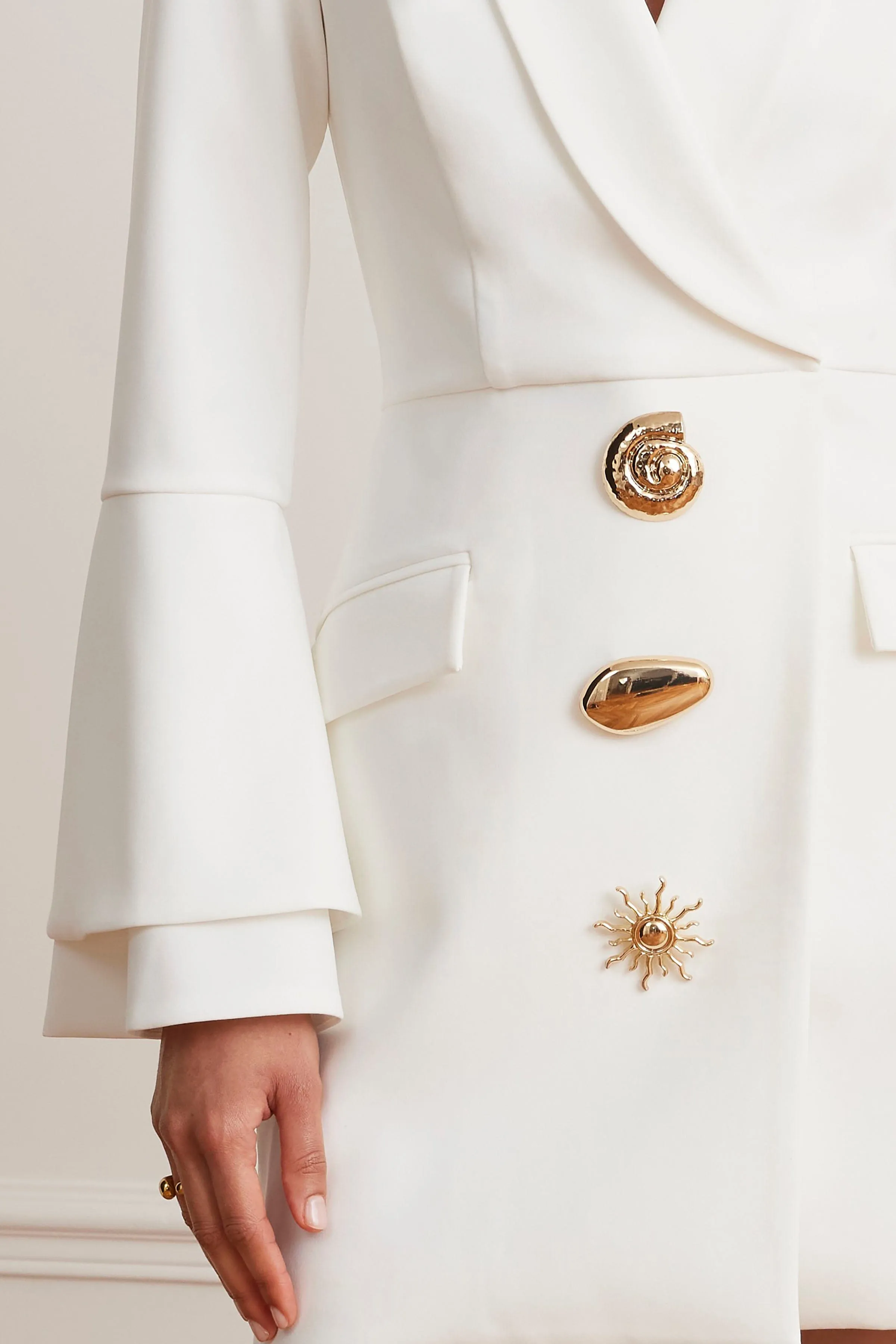 MARINA Tailored Blazer Mini Dress With Gold Embellishment In White sold by Lavish Alice product image thumbnail 3