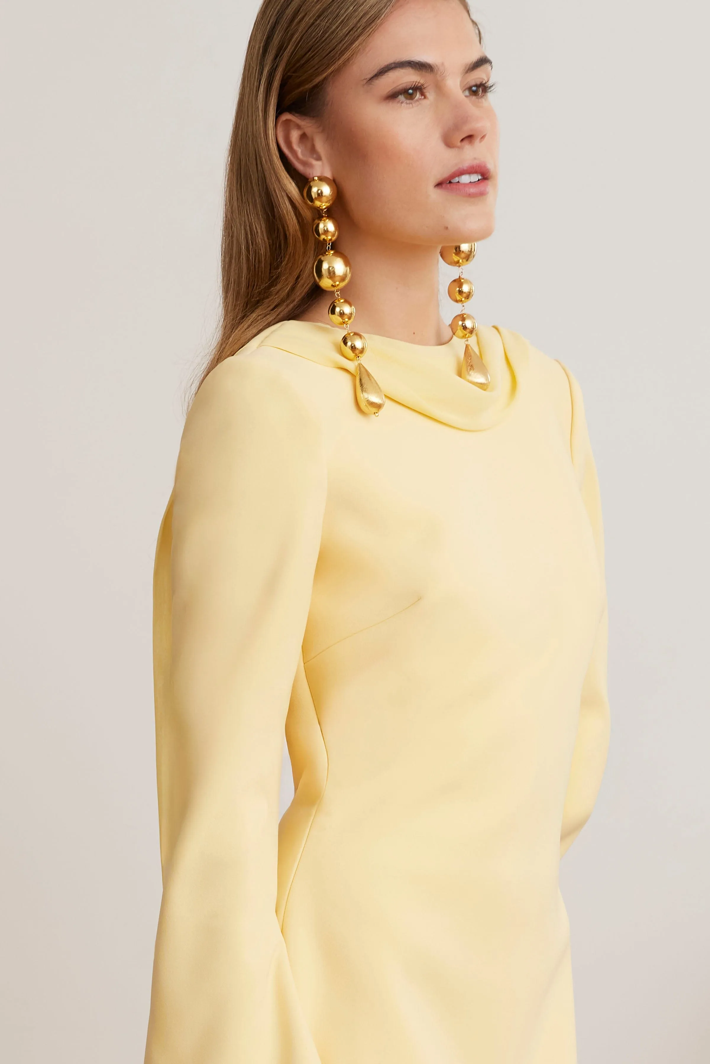 FELICITY Tulip Mini Dress With Chiffon Drape In Yellow sold by Lavish Alice product image thumbnail 5
