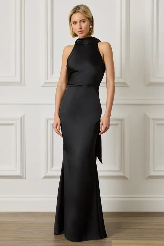 LIORA Scarf Detail Maxi Dress In Black made by Lavish Alice