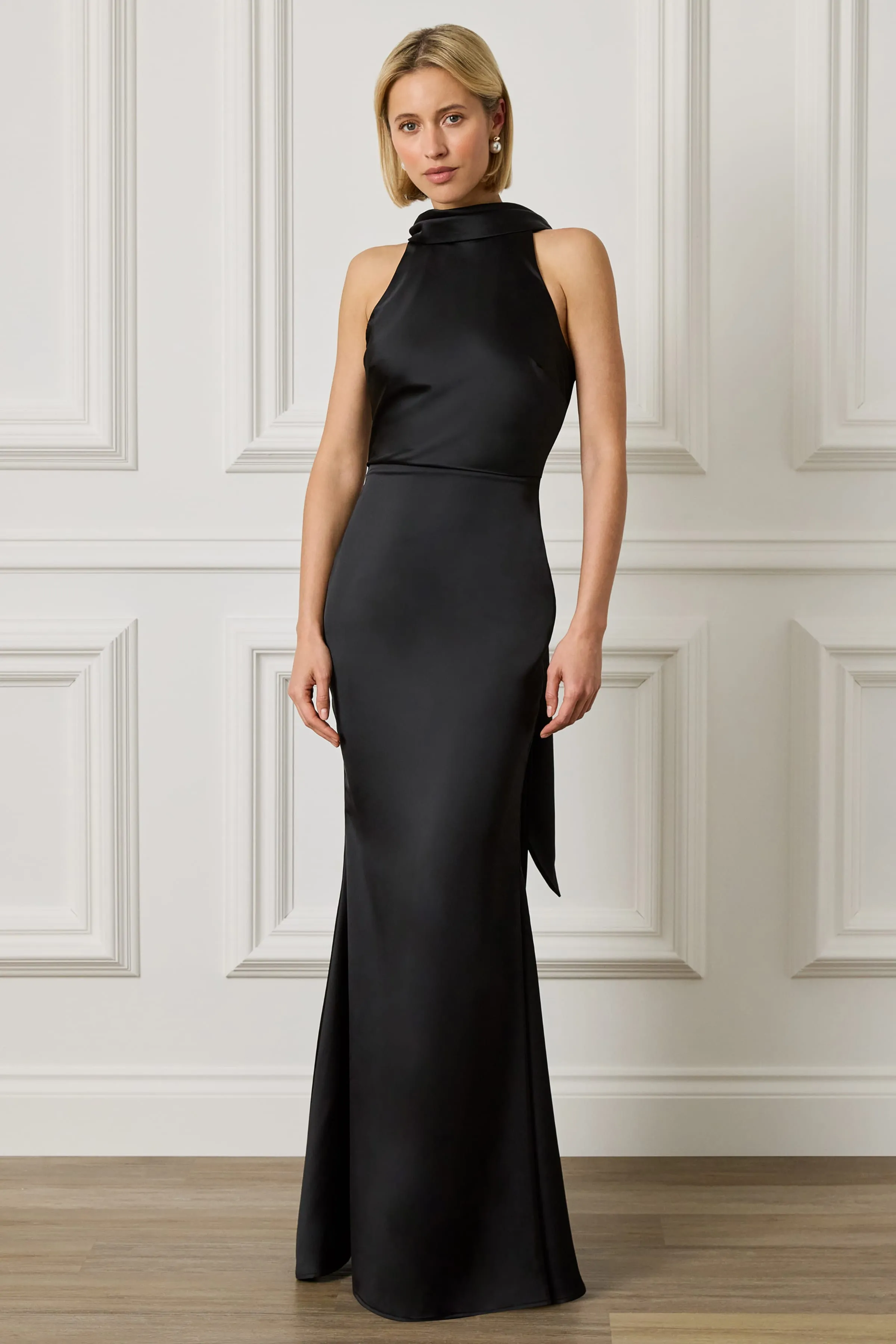 LIORA Scarf Detail Maxi Dress In Black sold by Lavish Alice