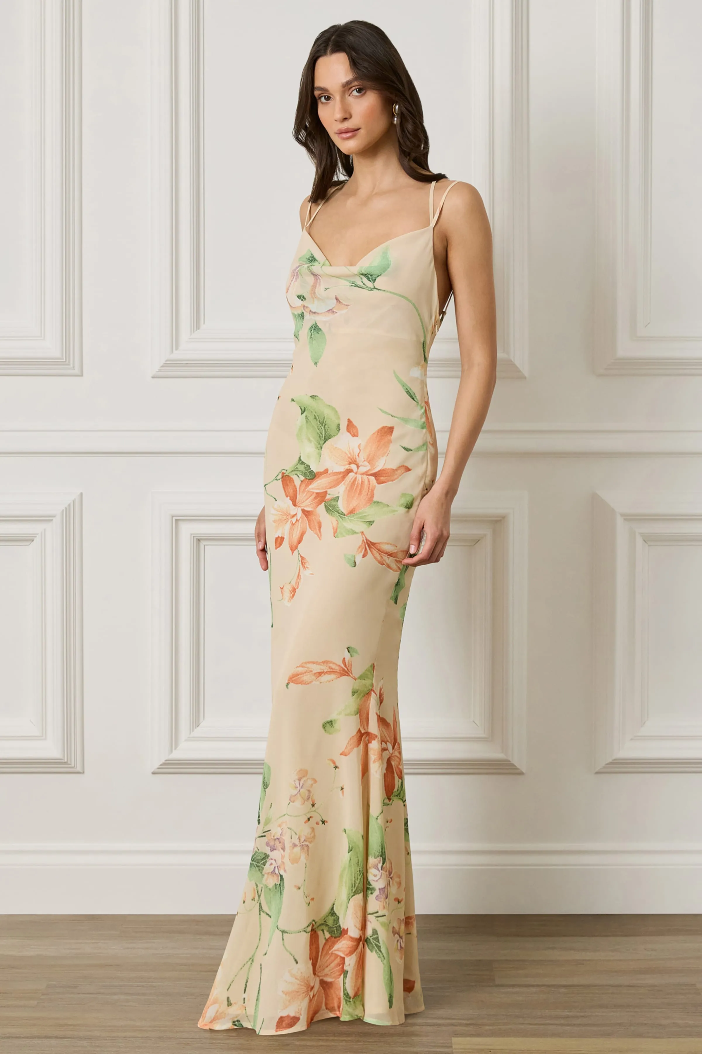 AMALIE Cowl Neck Maxi Dress in Oversized Floral Print sold by Lavish Alice product image thumbnail 5