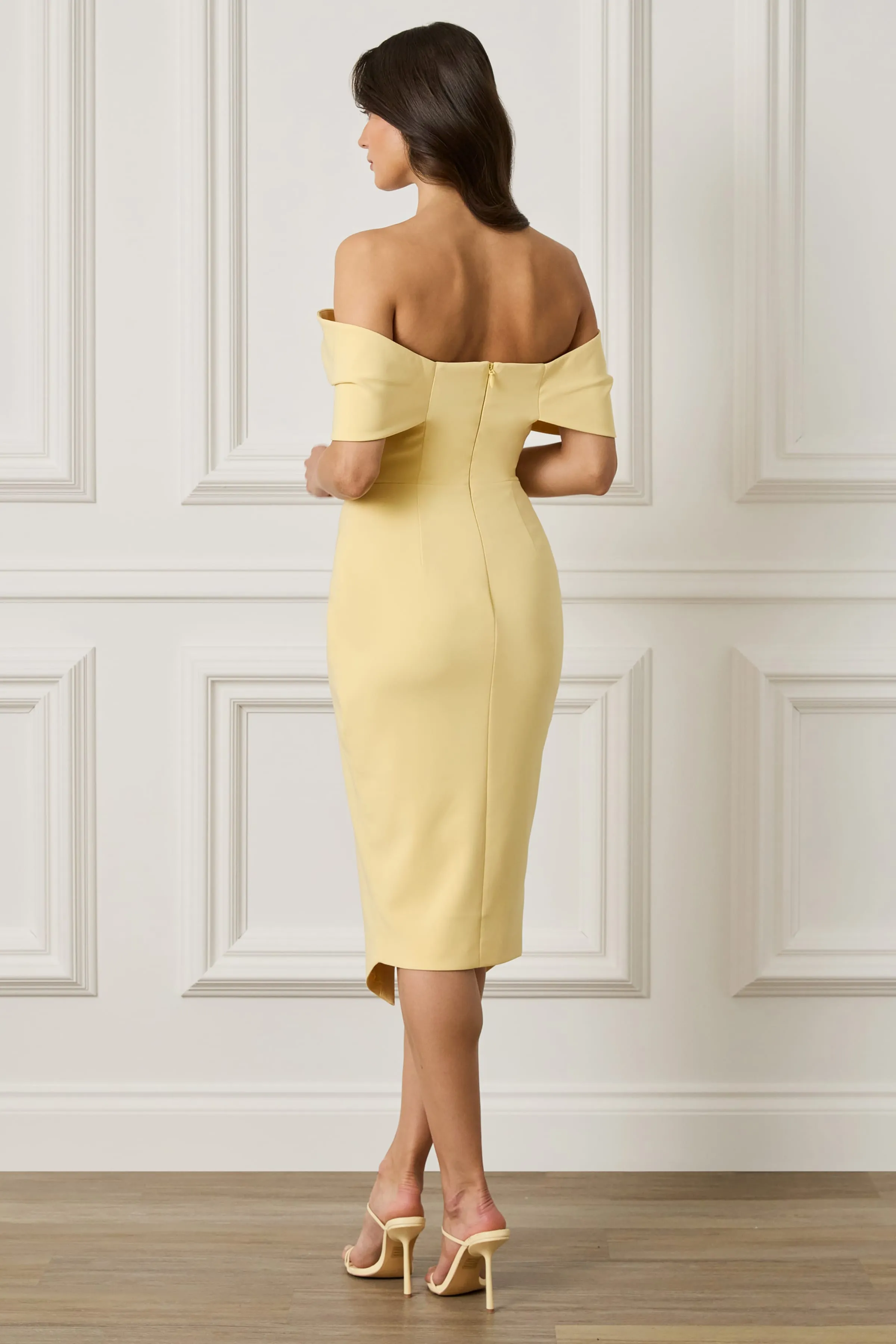 ELYSE Off Shoulder Embellished Wrap Dress in Yellow sold by Lavish Alice product image thumbnail 3