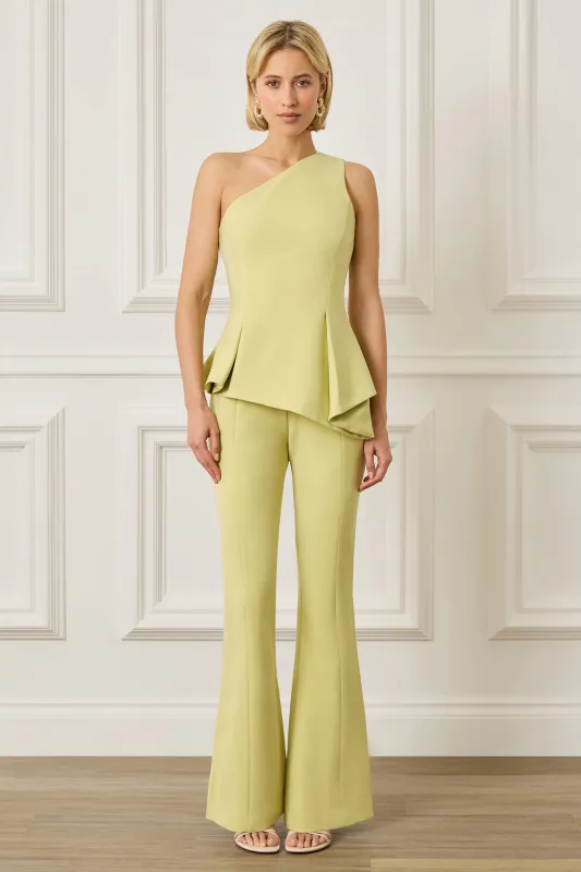 FRANKIE High Waisted Fit and Flare Co-ord Trouser in Lime Green made by Lavish Alice