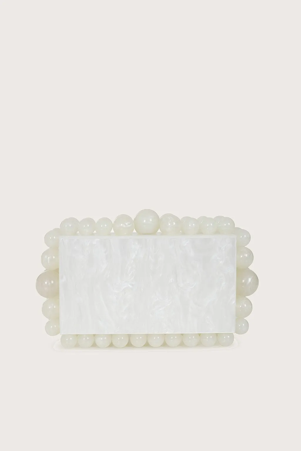 TIA Marbled Faux Pearl Box Clutch Bag in White sold by Lavish Alice
