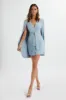 TIFFANY Belted Cape Blazer Mini Dress In Blue sold by Lavish Alice