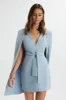 TIFFANY Belted Cape Blazer Mini Dress In Blue sold by Lavish Alice