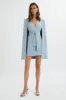 TIFFANY Belted Cape Blazer Mini Dress In Blue sold by Lavish Alice