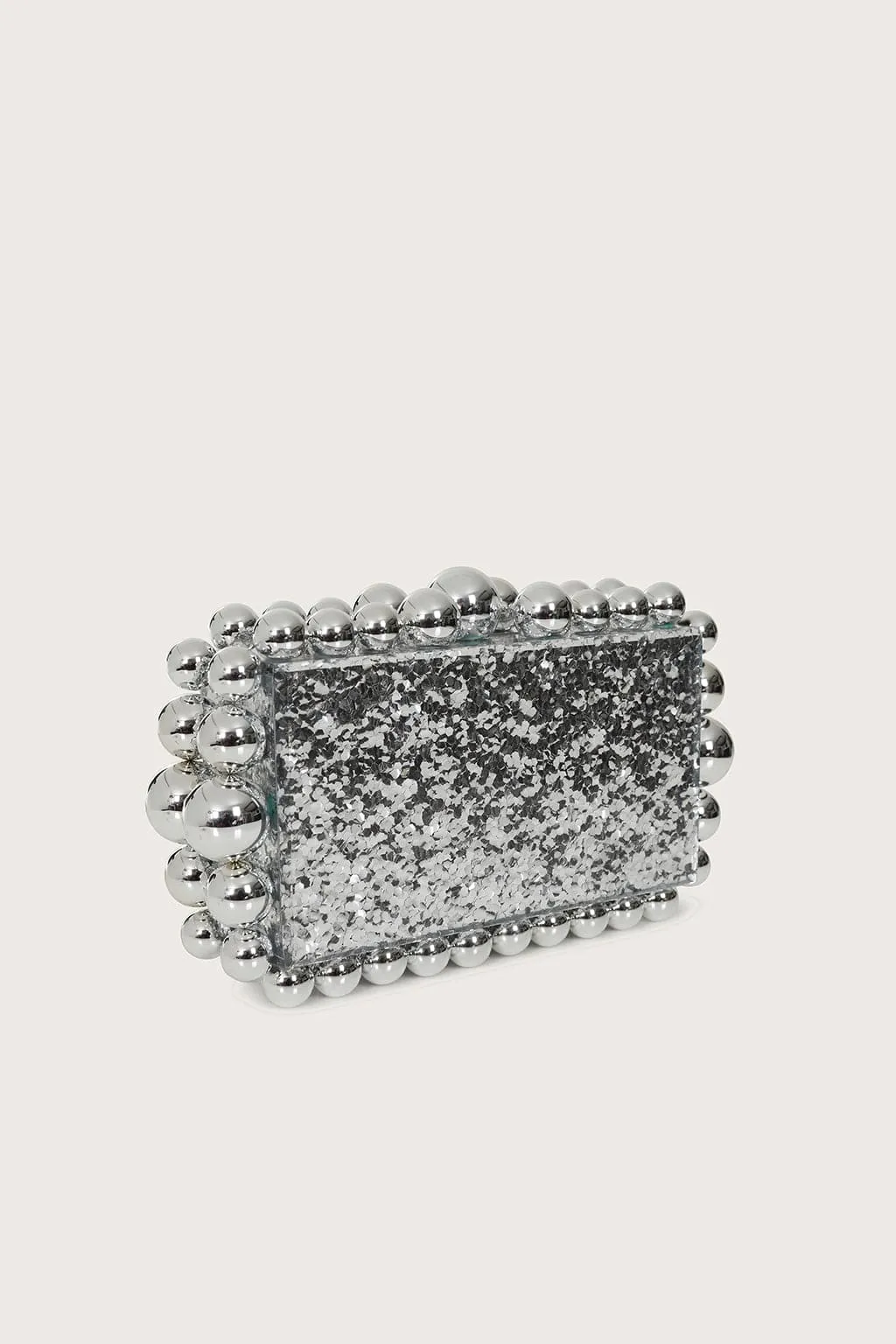 TIA Marbled Faux Pearl Box Clutch Bag in Silver sold by Lavish Alice product image thumbnail 2
