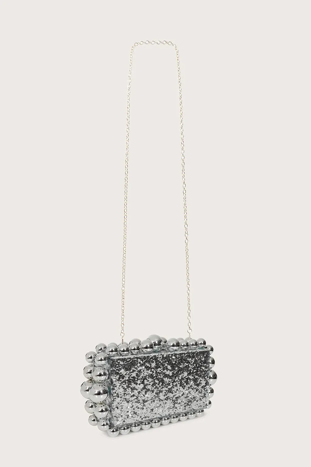 TIA Marbled Faux Pearl Box Clutch Bag in Silver sold by Lavish Alice product image thumbnail 4