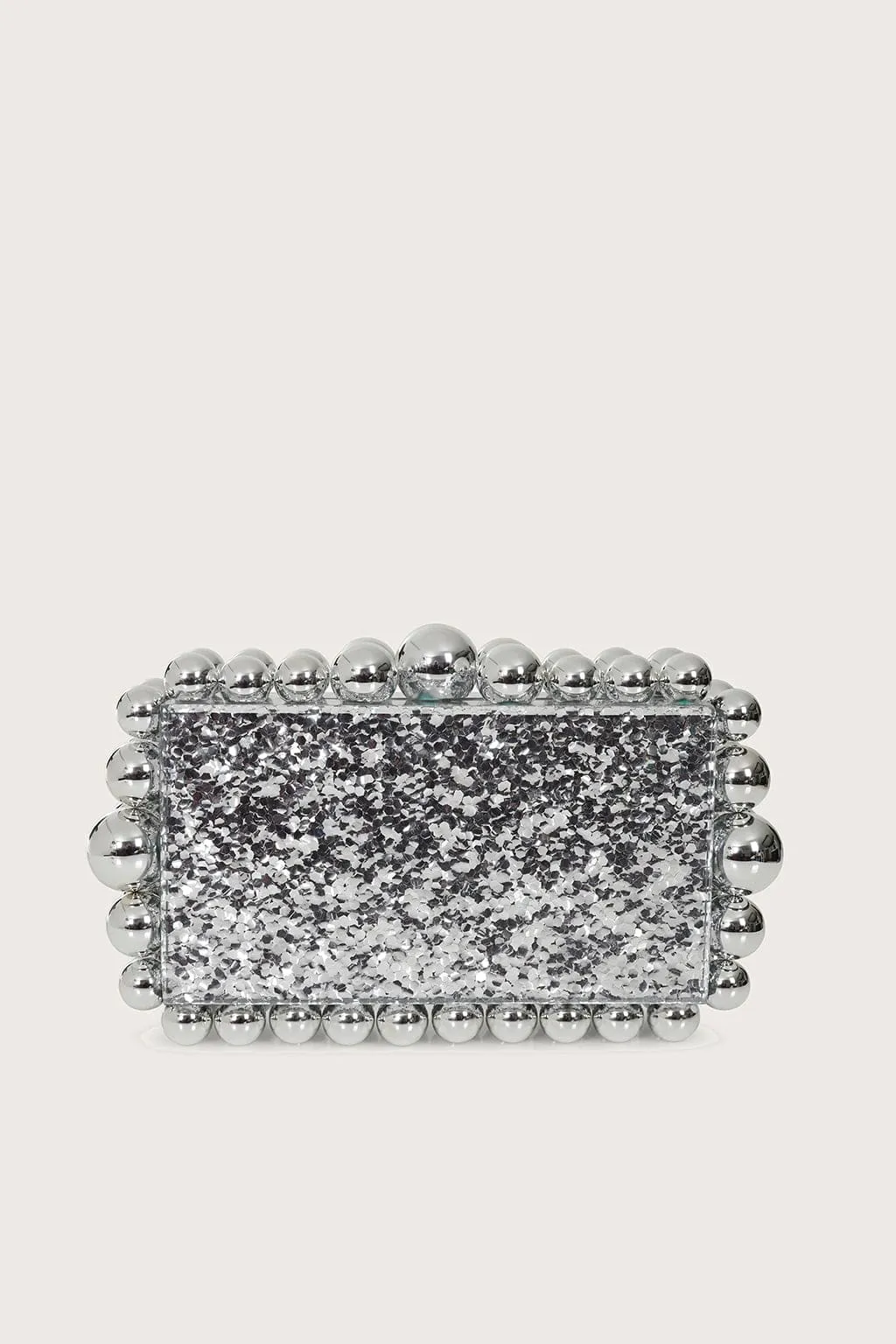 TIA Marbled Faux Pearl Box Clutch Bag in Silver sold by Lavish Alice
