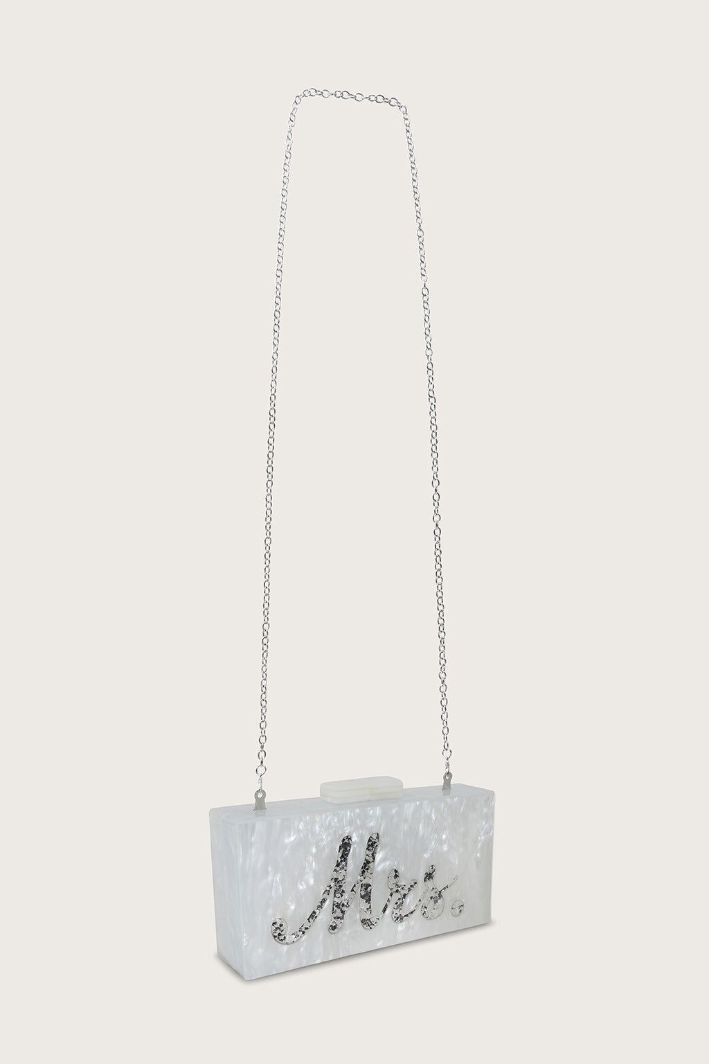 Mrs Pearlised Box Clutch Bag in White sold by Lavish Alice product image thumbnail 4