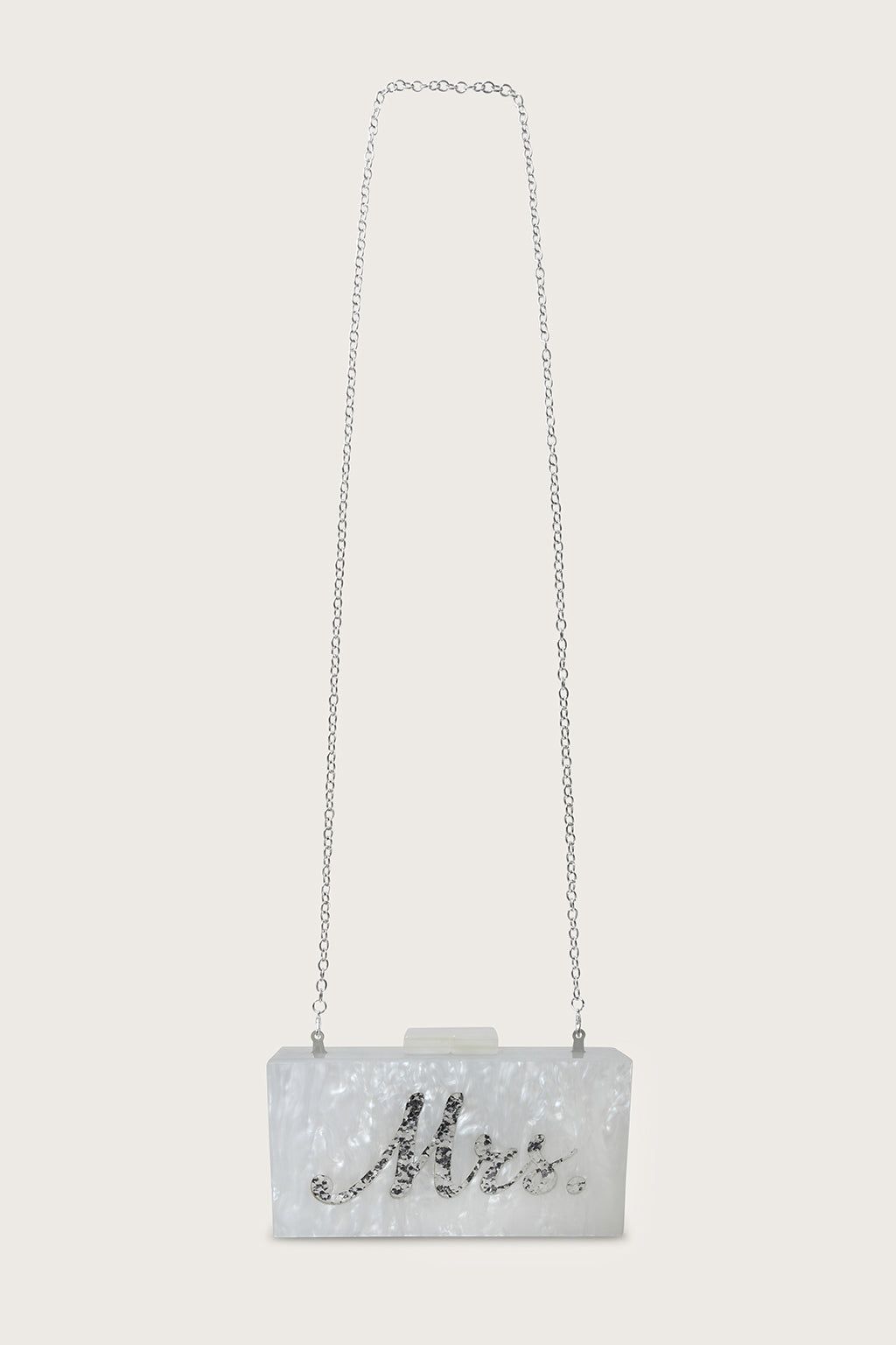 Mrs Pearlised Box Clutch Bag in White sold by Lavish Alice product image thumbnail 3