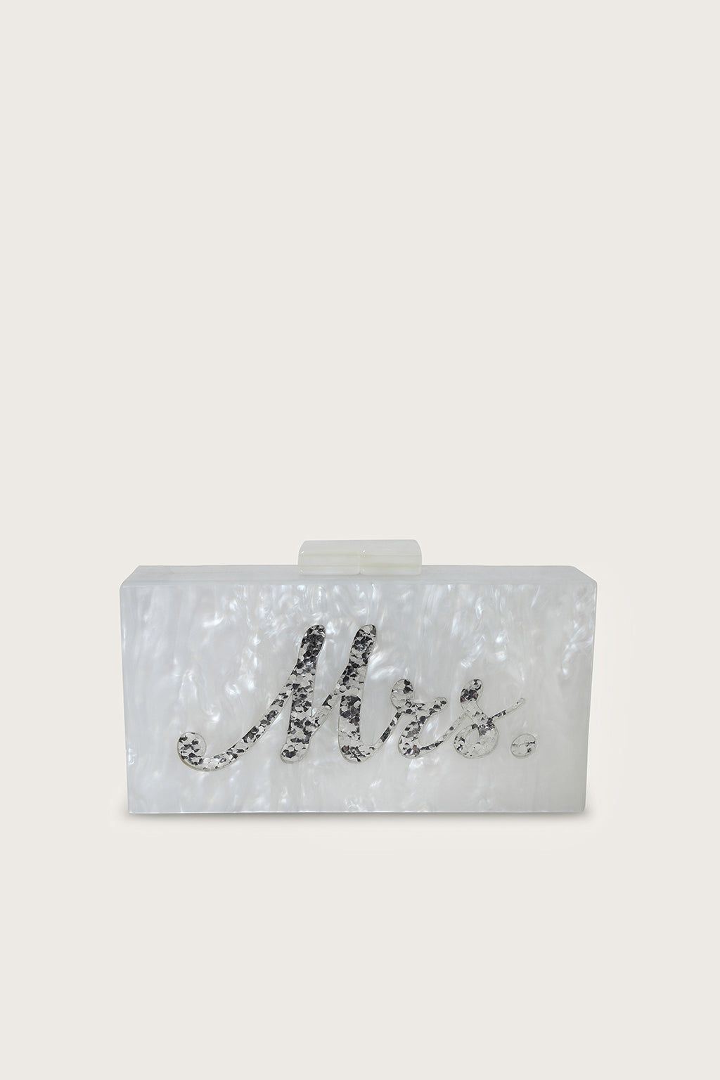 Mrs Pearlised Box Clutch Bag in White sold by Lavish Alice product image thumbnail 2