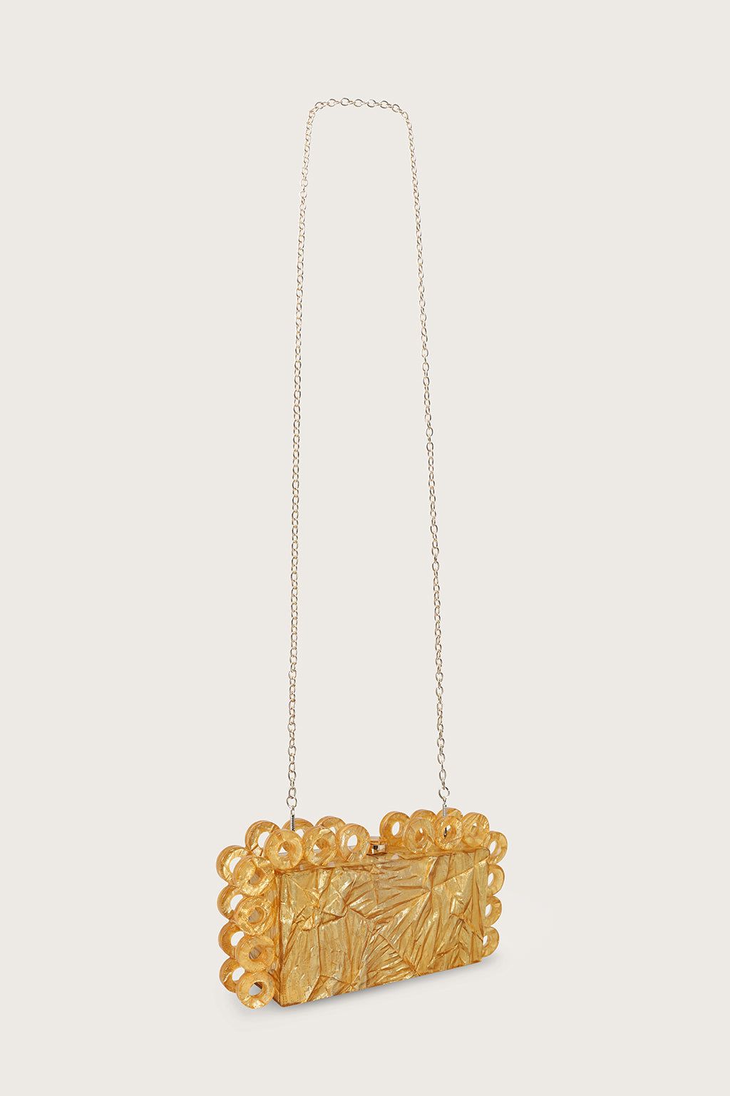 CELESTE Circular Detail Box Clutch Bag in Gold sold by Lavish Alice product image thumbnail 4