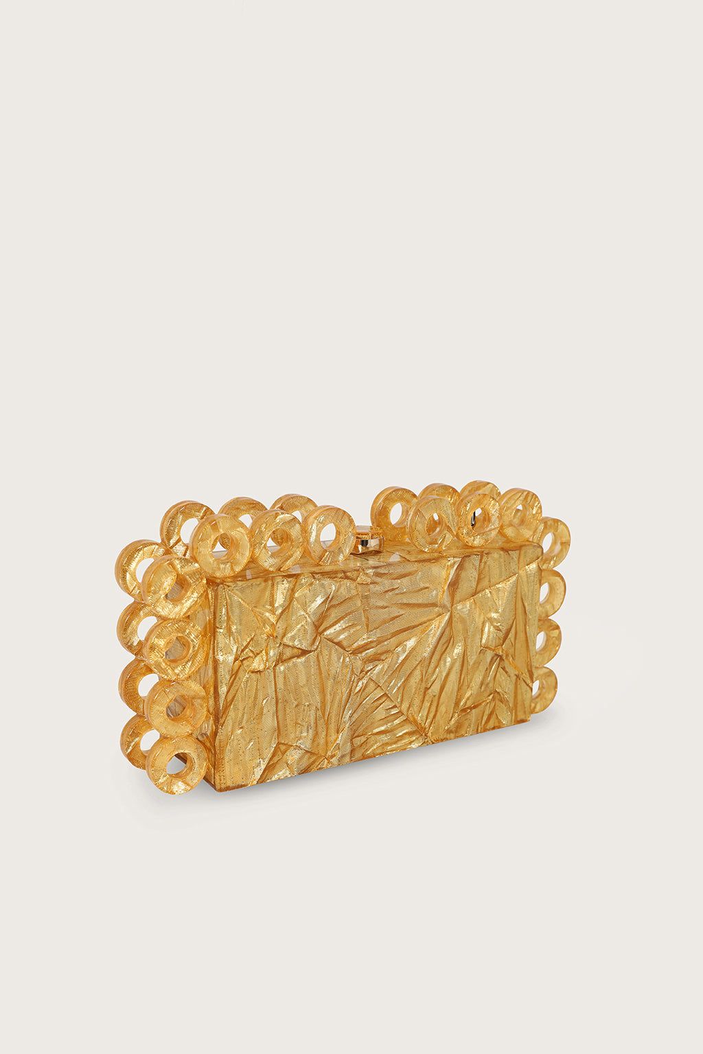 CELESTE Circular Detail Box Clutch Bag in Gold sold by Lavish Alice product image thumbnail 2