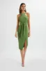 BRIELLE Obi Belt Halterneck Midi Dress In Green sold by Lavish Alice