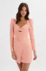 CHARLIE Twist Front Pleated Mini Dress In Peach sold by Lavish Alice