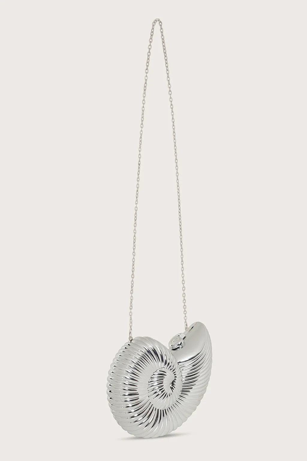 LUNA Metallic Sundial Shell Clutch Bag in Silver sold by Lavish Alice product image thumbnail 4