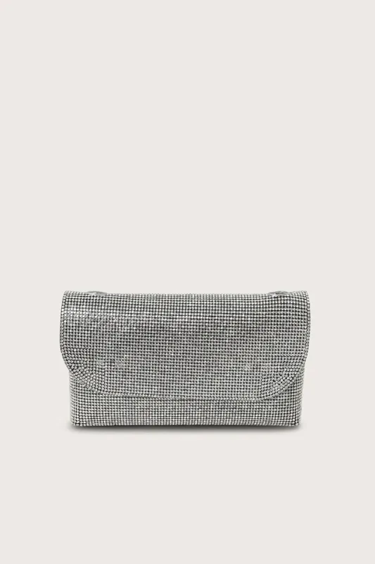 EMMIE Embellished Diamante Mini Bag in Silver Chainmail sold by Lavish Alice