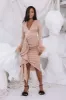 ATHENA Draped Skirt Pleated Sequin Midi Dress in Gold sold by Lavish Alice