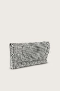 EMMIE Embellished Diamante Mini Bag in Silver Chainmail sold by Lavish Alice