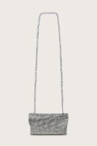 EMMIE Embellished Diamante Mini Bag in Silver Chainmail sold by Lavish Alice