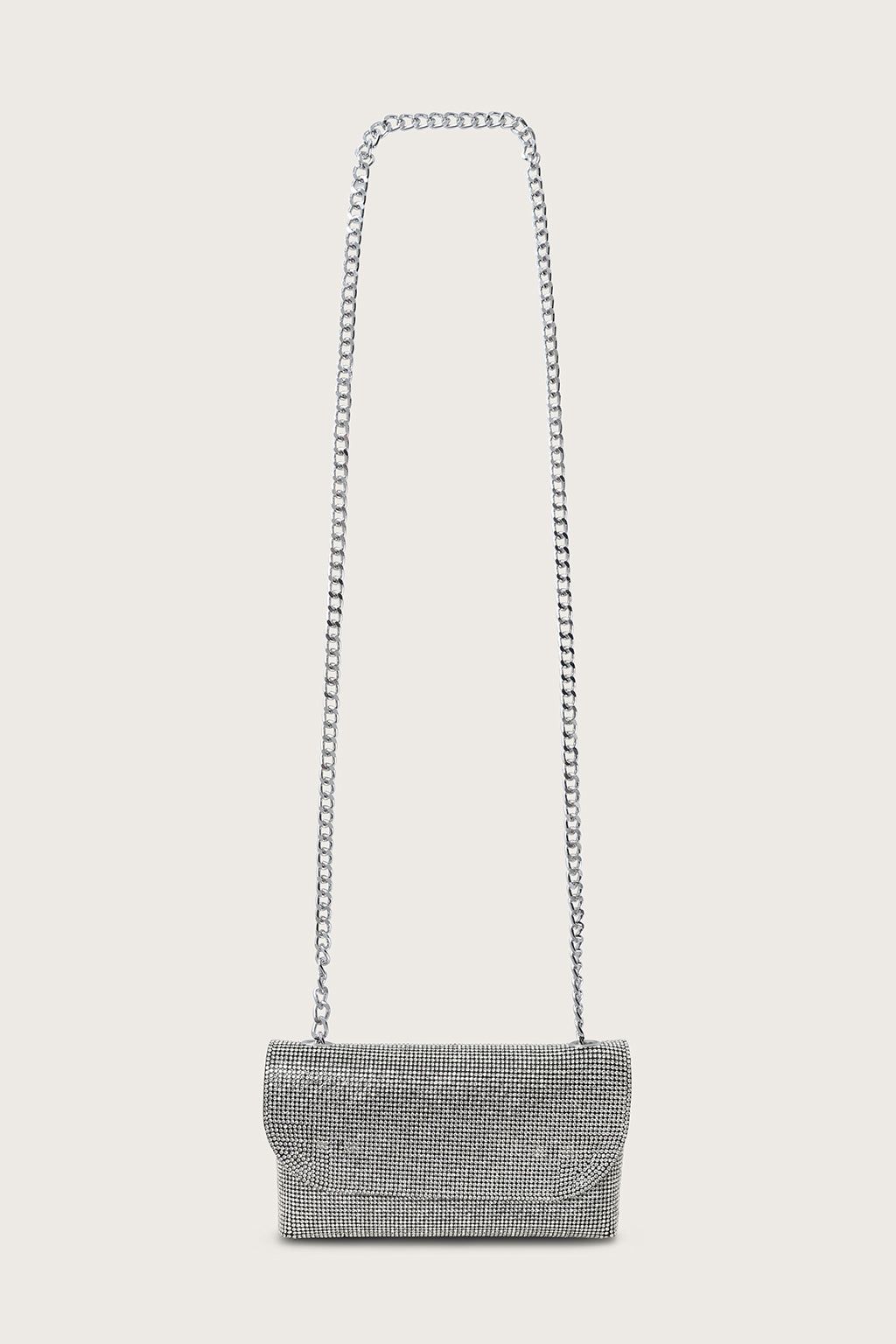 EMMIE Embellished Diamante Mini Bag in Silver Chainmail sold by Lavish Alice product image thumbnail 3