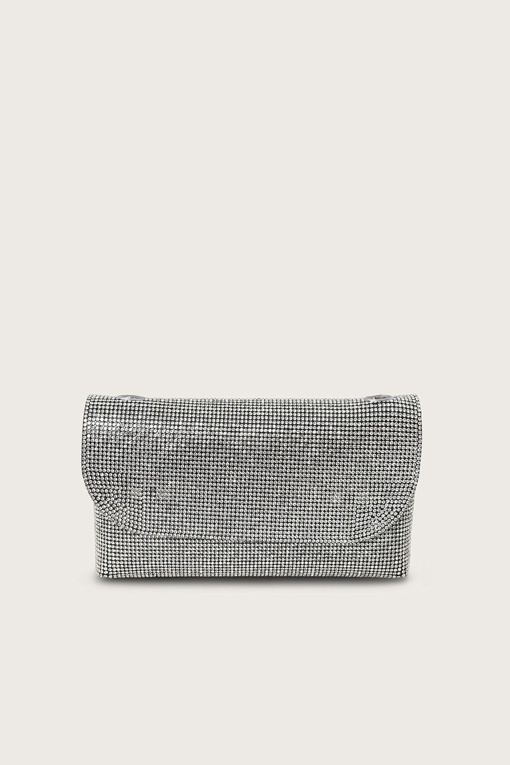 EMMIE Embellished Diamante Mini Bag in Silver Chainmail sold by Lavish Alice