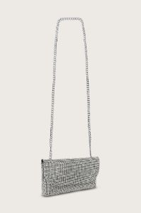 EMMIE Embellished Diamante Mini Bag in Silver Chainmail sold by Lavish Alice