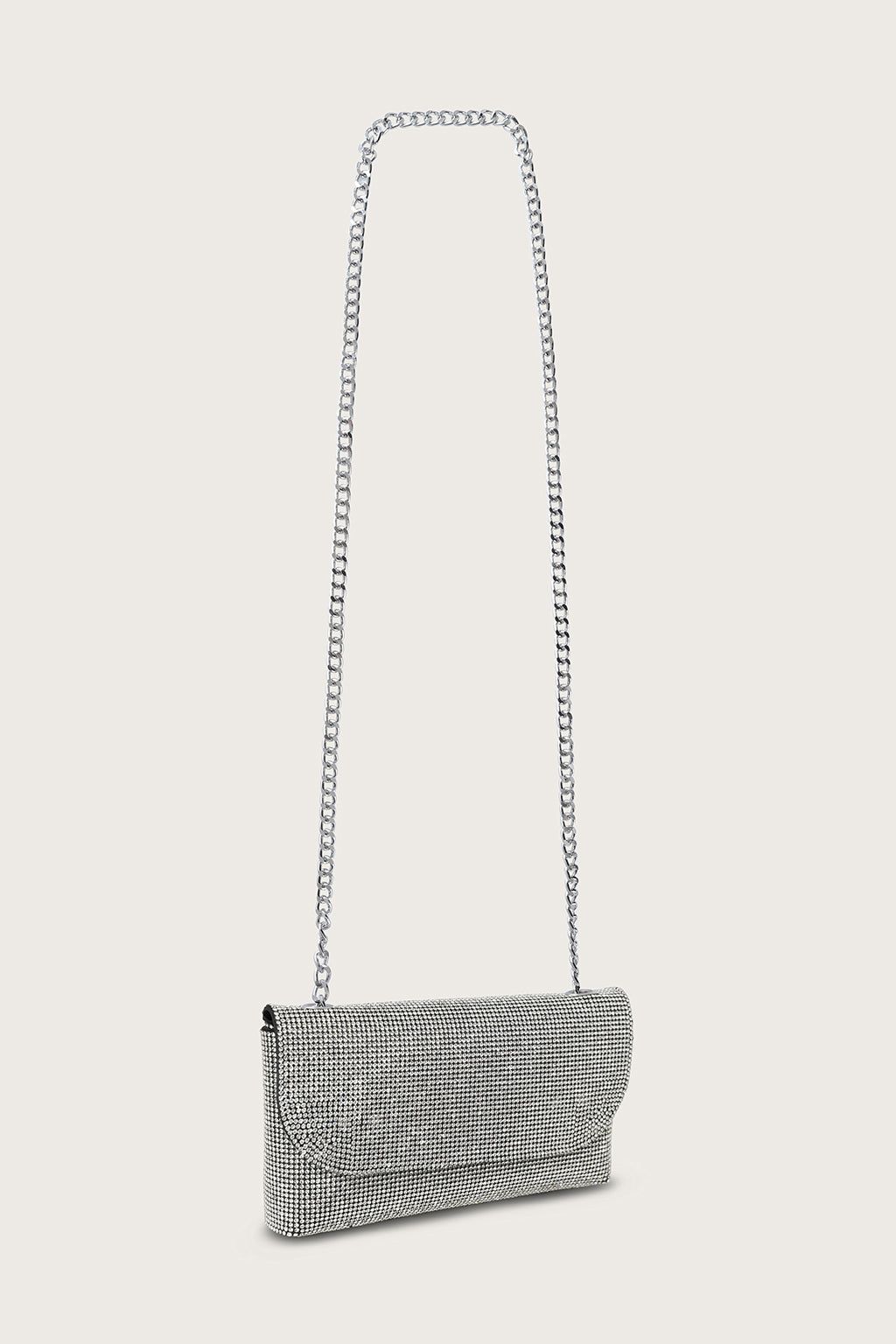 EMMIE Embellished Diamante Mini Bag in Silver Chainmail sold by Lavish Alice product image thumbnail 4