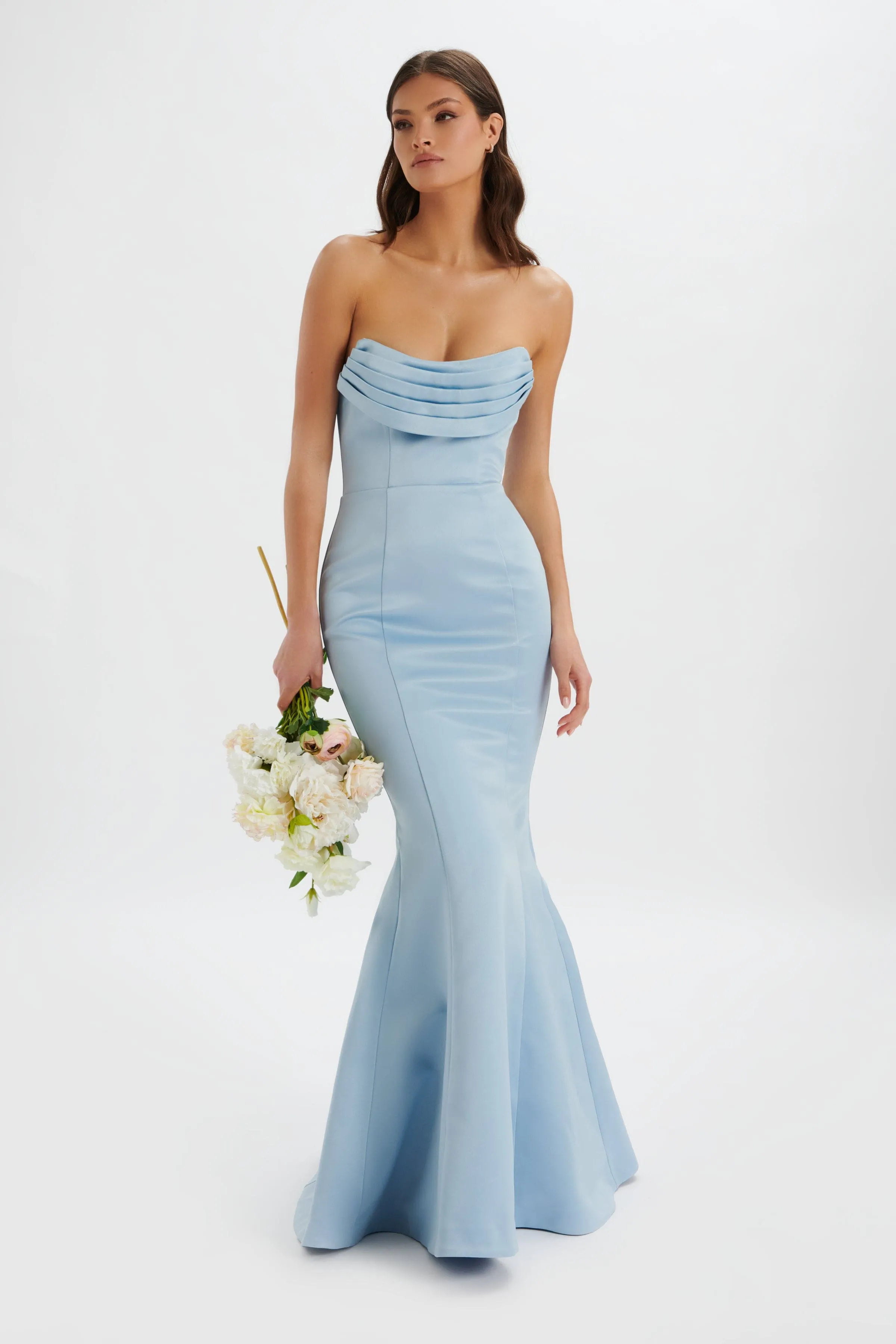 FREYA Bonded Satin Cowl Neck Maxi Dress In Dusty Blue sold by Lavish Alice product image thumbnail 2
