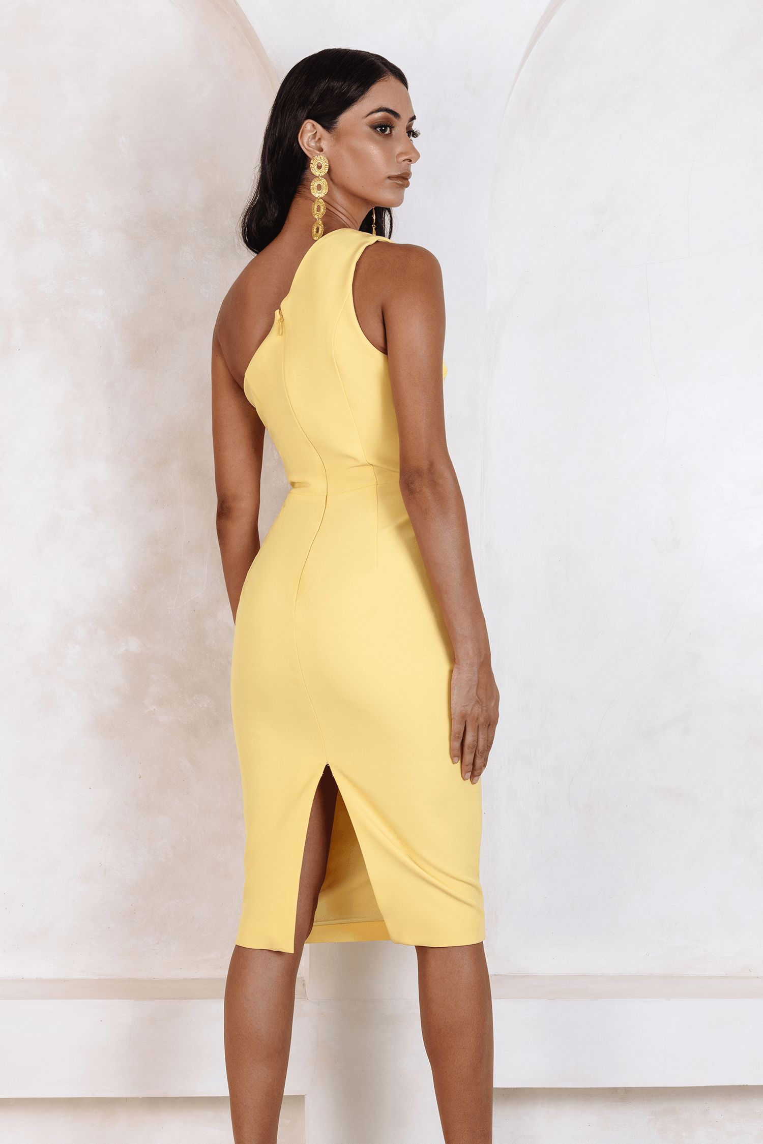 MAYA Satin Contrast Bow Drape Midi Dress In Yellow sold by Lavish Alice product image thumbnail 5