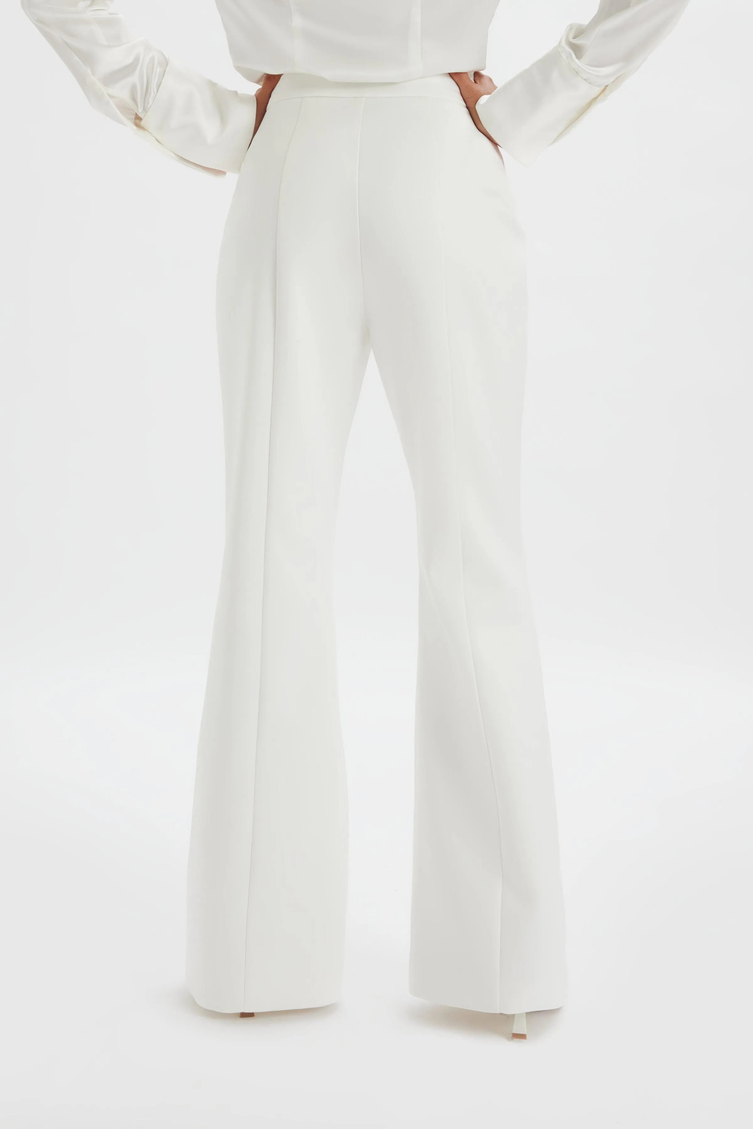 EMELIE Fit & Flare Satin Trouser in White sold by Lavish Alice product image thumbnail 4
