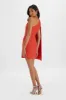 MARCY Crystal Embellished One Shoulder Cape Blazer Dress in Red sold by Lavish Alice