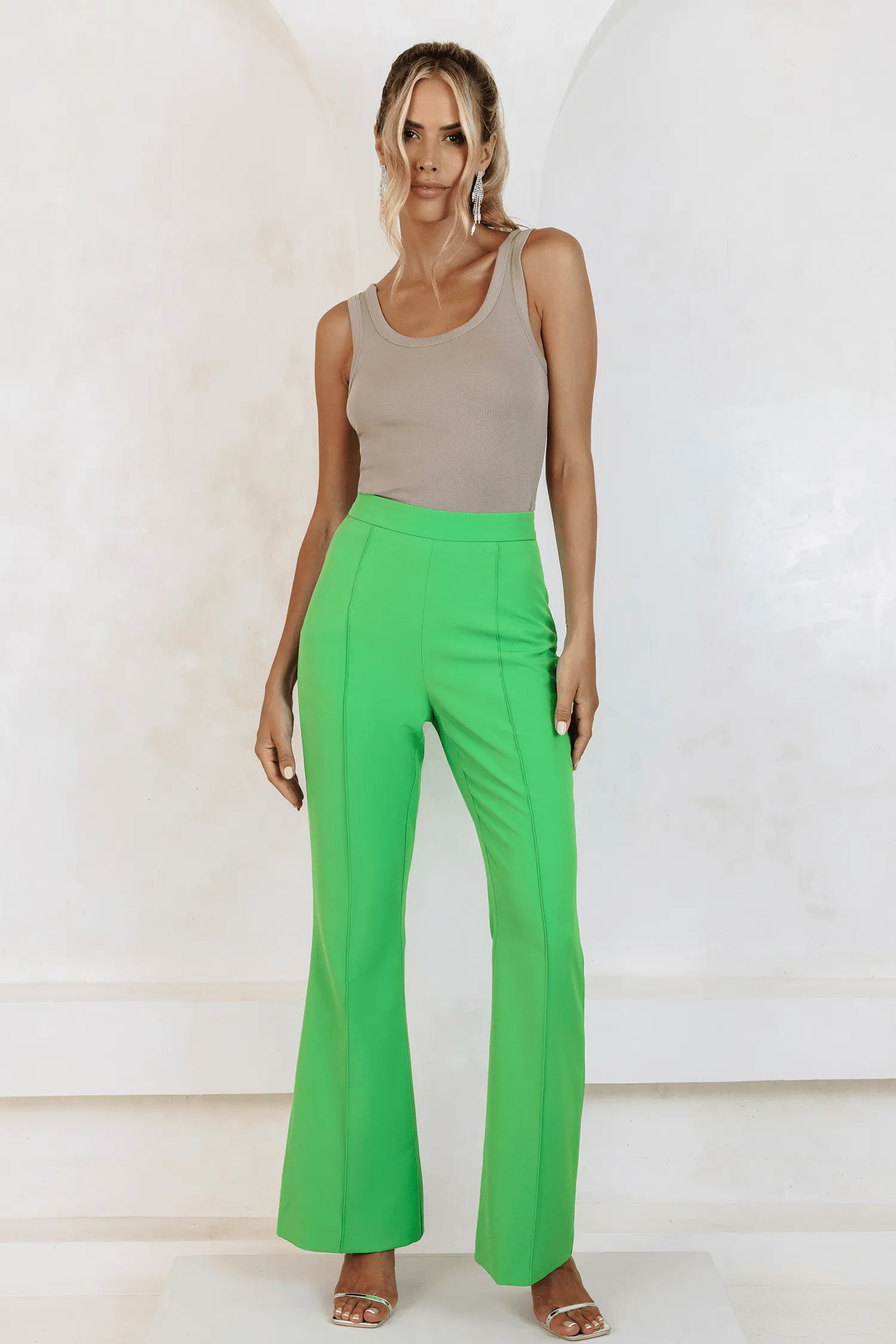 RAQUEL Fit And Flare Trouser In Apple Green sold by Lavish Alice
