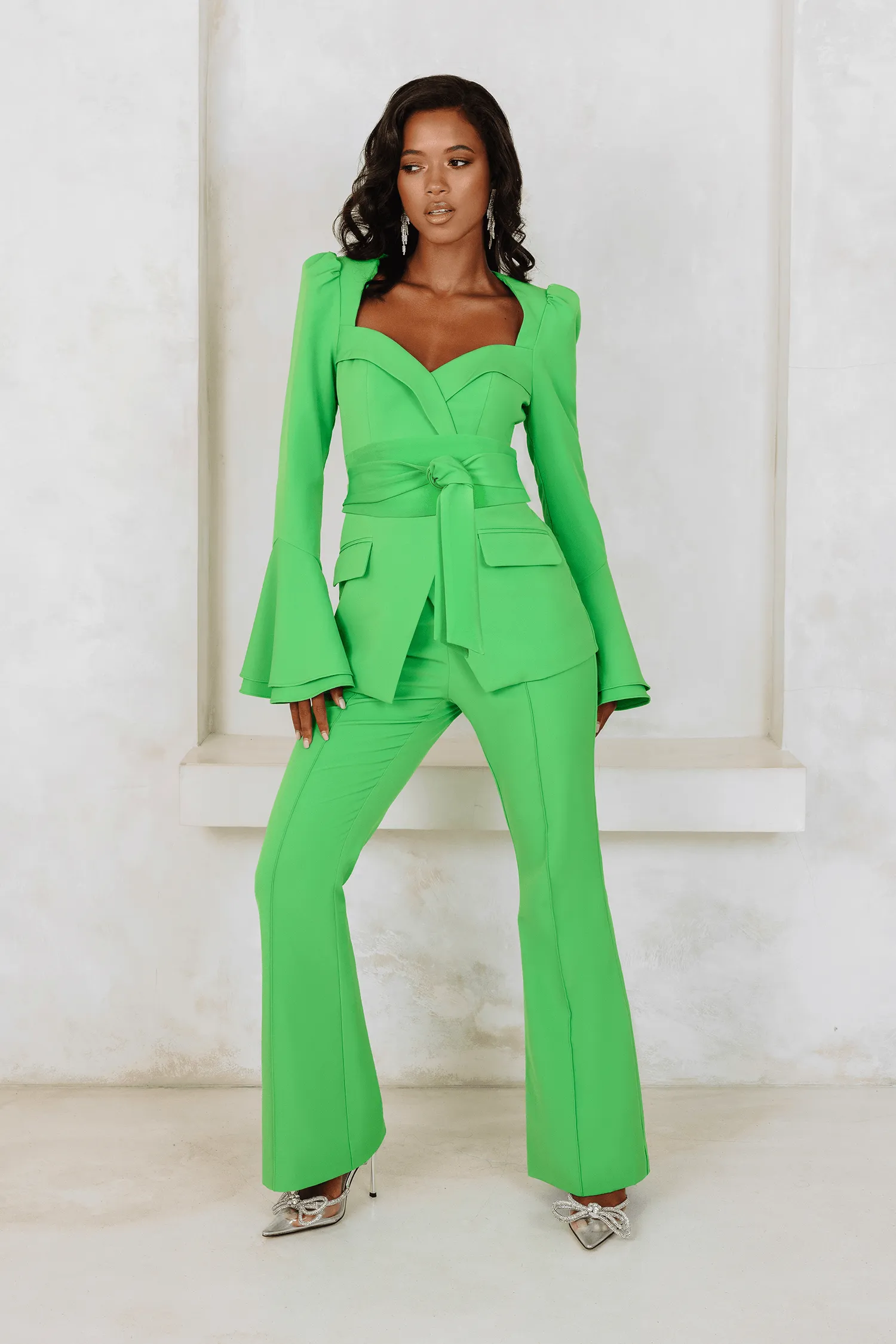 RAQUEL Fit And Flare Trouser In Apple Green sold by Lavish Alice product image thumbnail 3