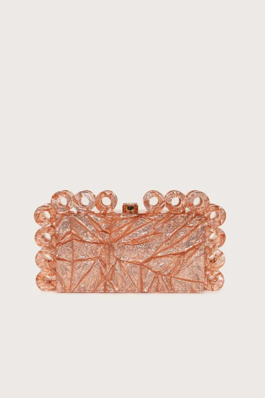CELESTE Circular Textured Box Clutch Bag in Rose Gold sold by Lavish Alice