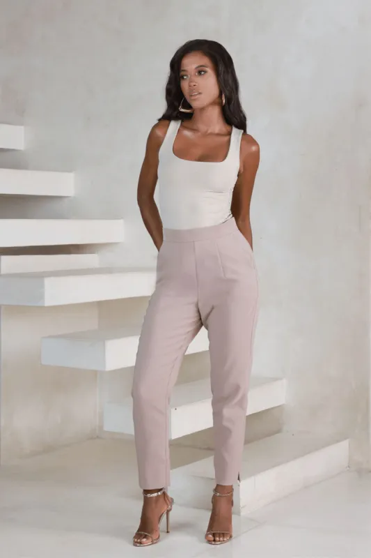 PEYTON High Waist Tapered Trouser In Champagne sold by Lavish Alice
