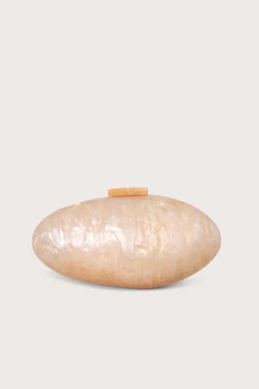 EFFIE Pearlised Shell Clutch Bag in Champagne sold by Lavish Alice