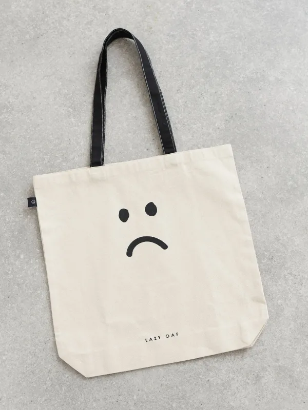 Lazy Oaf Natural Happy Sad Tote Bag sold by Lazy Oaf