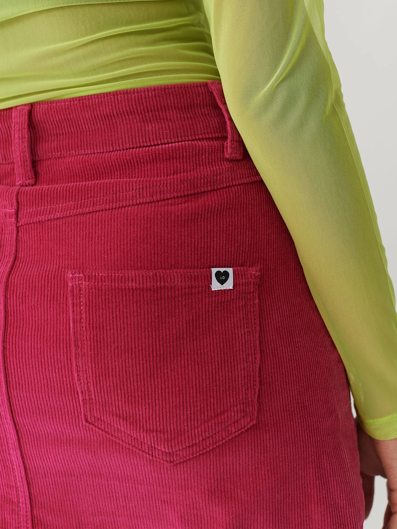 LO Button Through Skirt - Pink Cord sold by Lazy Oaf product image thumbnail 5